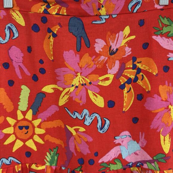 Maison d’Amelie Paris Colorful Tropical Linen Boho Peasant Maxi Midi Skirt Sz S - Picture 2 of 8